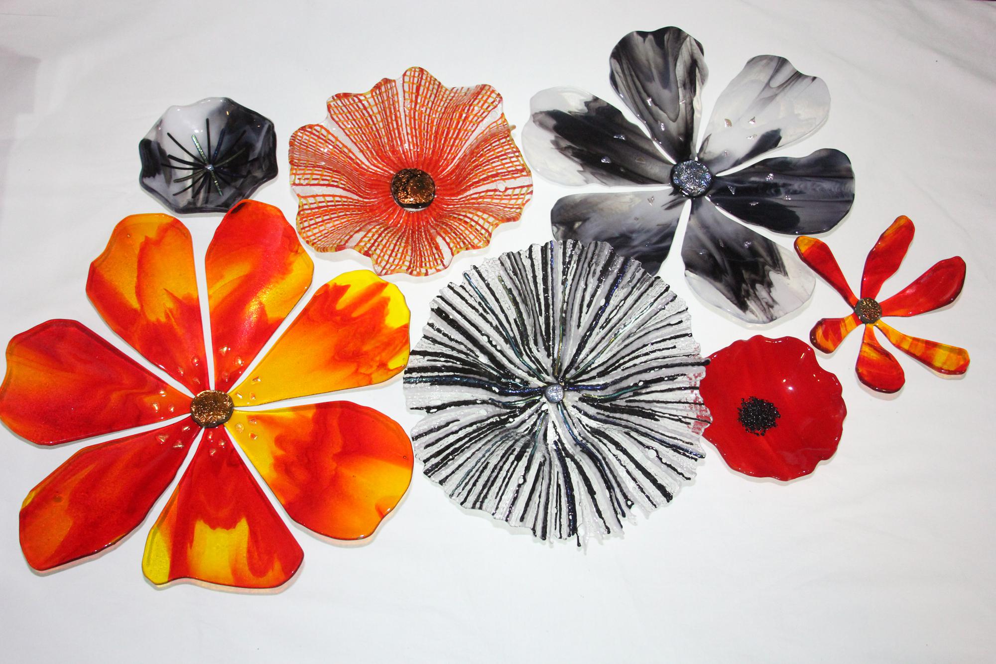 Fused glass flower art